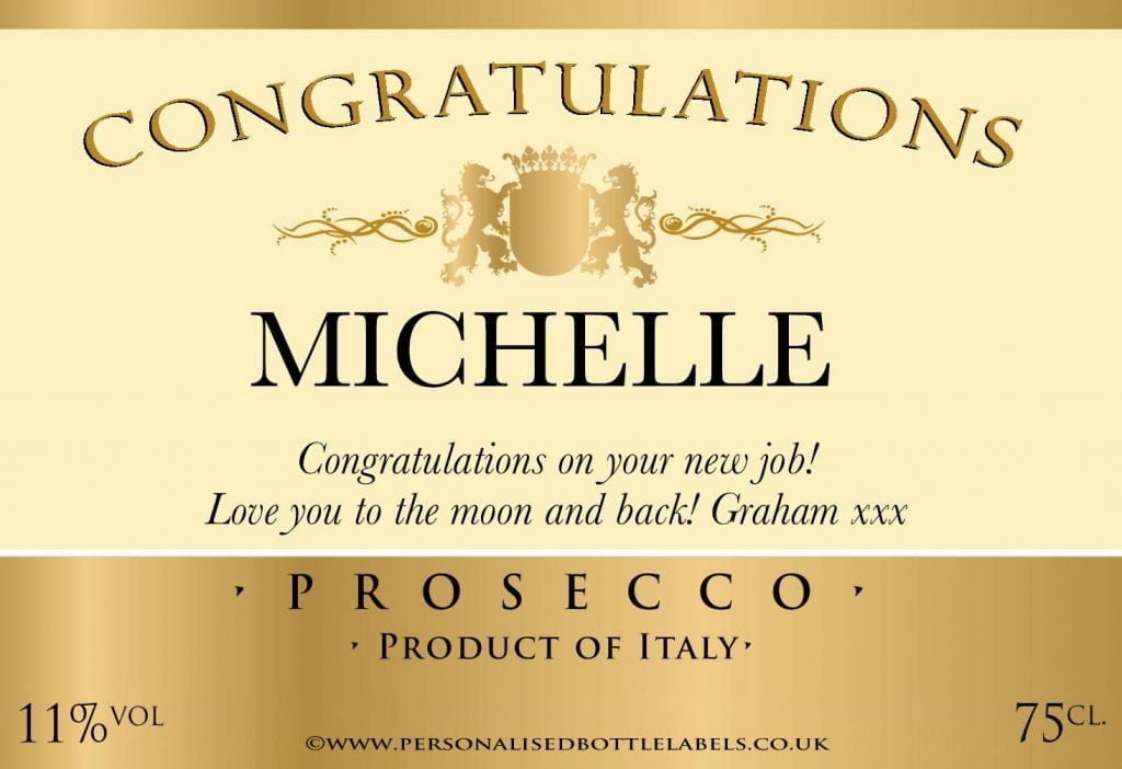 Personalised Congratulations Prosecco Label Personalised Bottle Labels