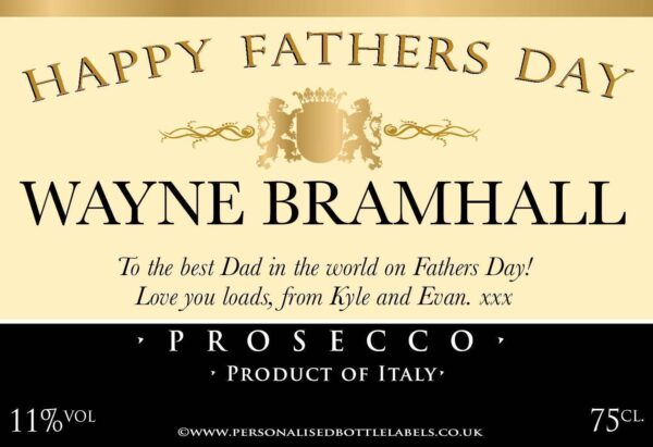 Personalised Father's Day Prosecco Label