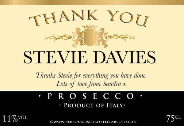 Personalised Thank You  Prosecco Label