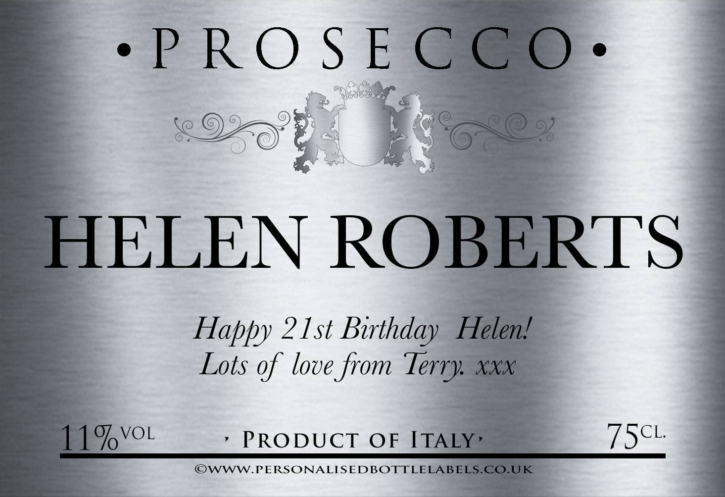 Personalised Prosecco Bottle Label Personalised Bottle Labels