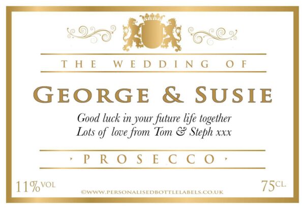 Personalised Wedding Title Prosecco Label