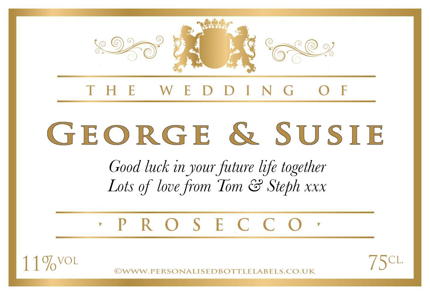 Personalised Wedding Title Prosecco Label Personalised Bottle Labels
