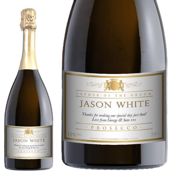 Personalised Wedding Title Prosecco - Traditional White