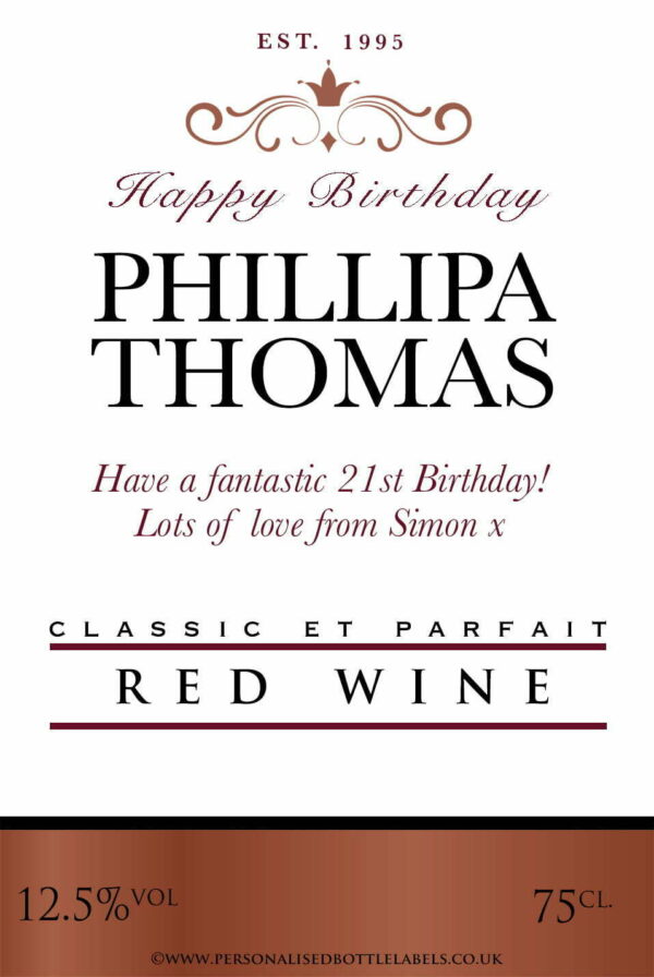 Personalised Any Occasion Red Wine Label
