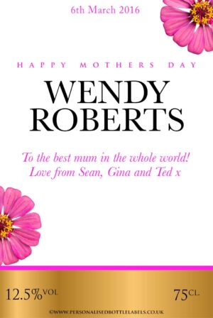 Personalised Mother's Day Red Wine Label