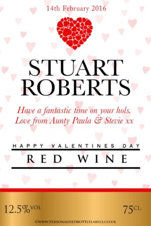 Personalised Valentine's Red Wine Label