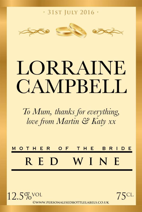 Personalised Wedding Title Red Wine Label