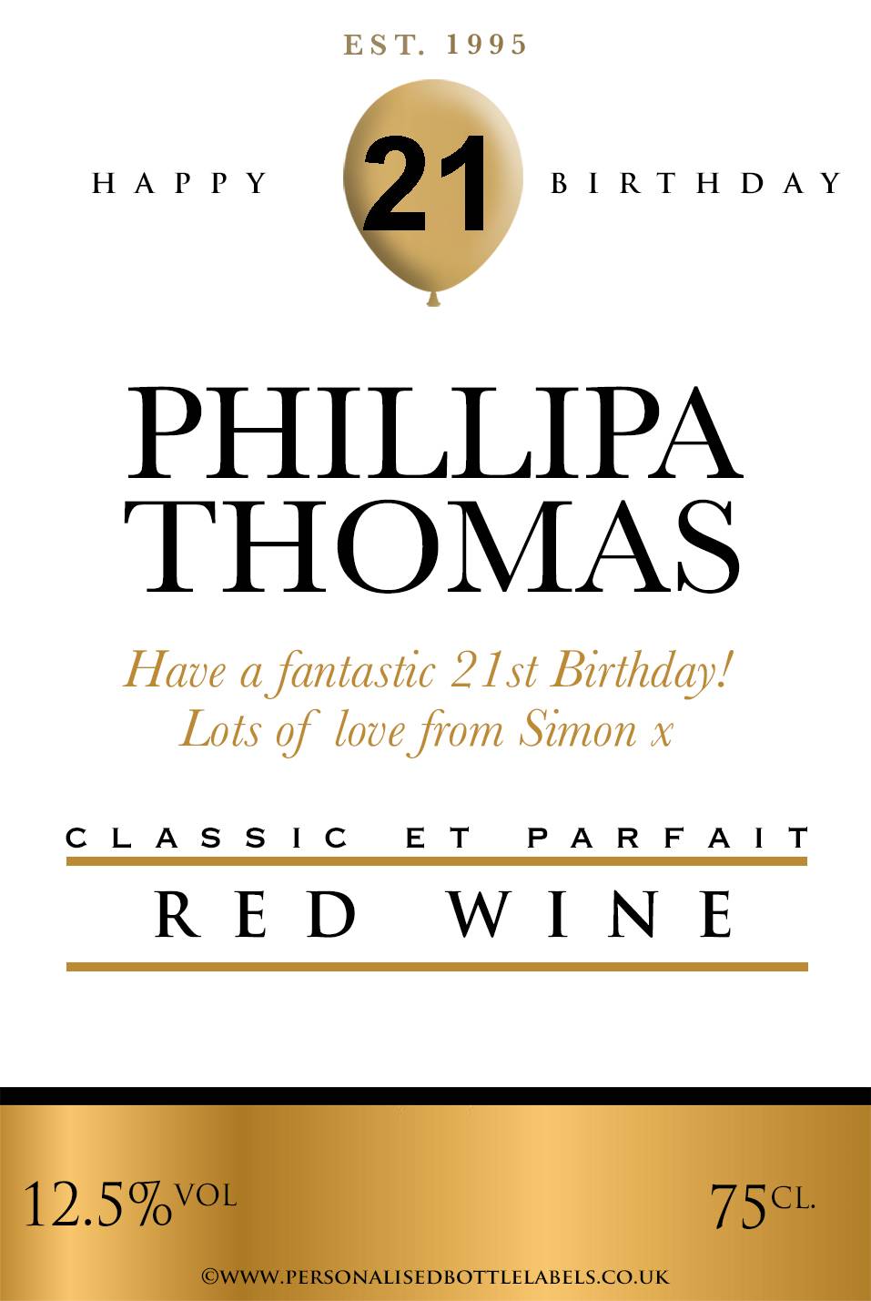 Personalised Birthday Red Wine Label Personalised Bottle Labels