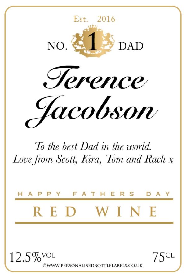 Personalised Father's Day Red Wine Label