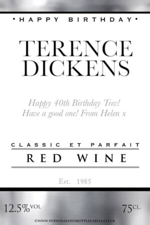 Personalised Happy Birthday Red Wine Label