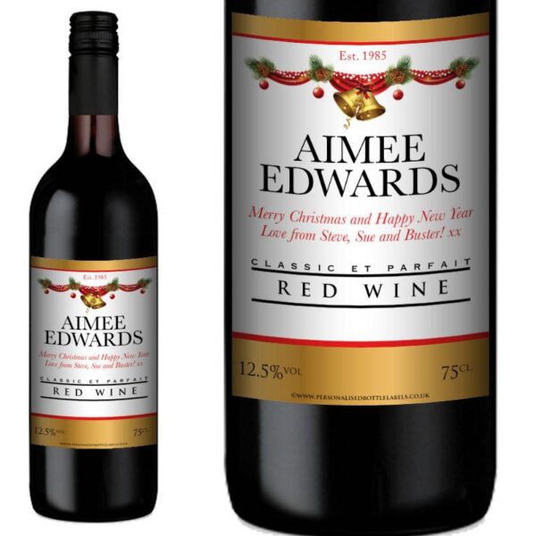 Personalised Christmas Red Wine