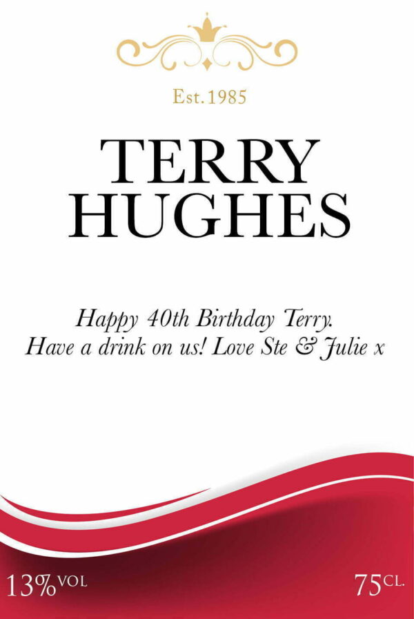 Personalised Swirls Rosé Wine Label