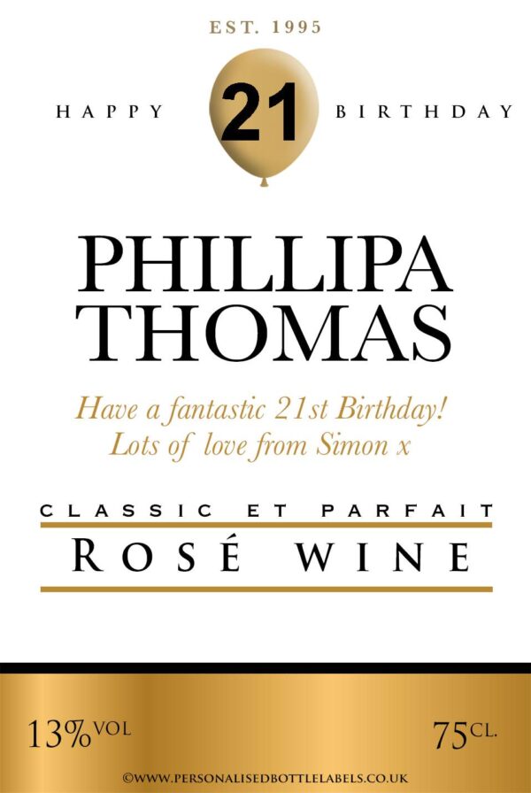 Personalised Birthday Rosé Wine Label