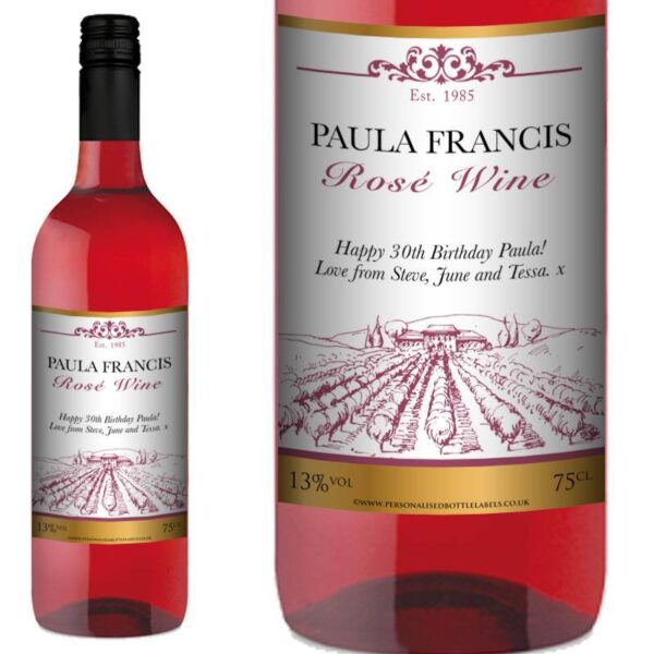 Personalised Rosé Wine - Vineyard