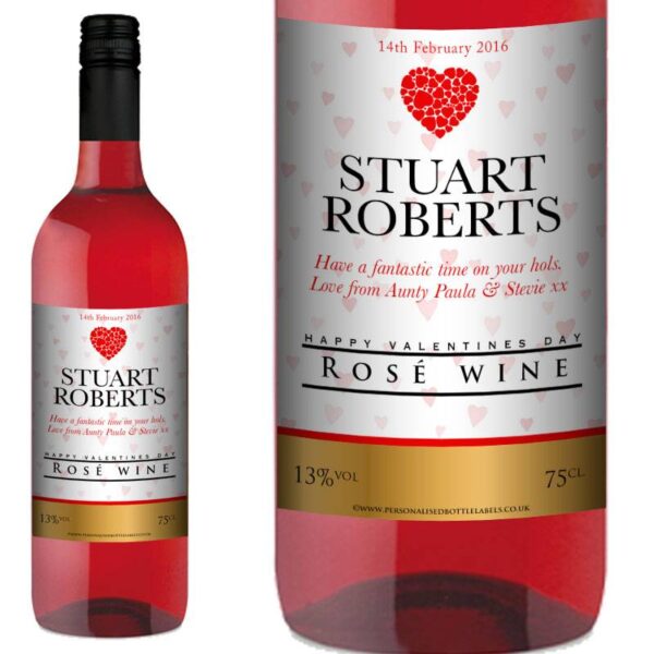 Personalised Valentines Rosé Wine