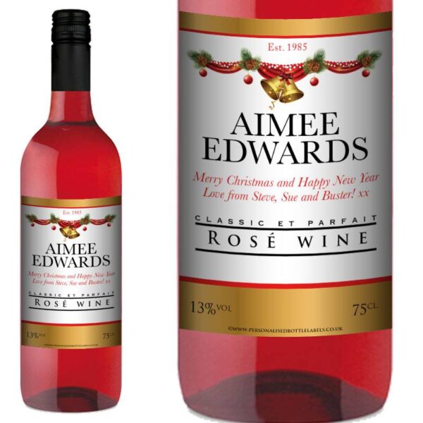 Personalised Christmas Rosé Wine