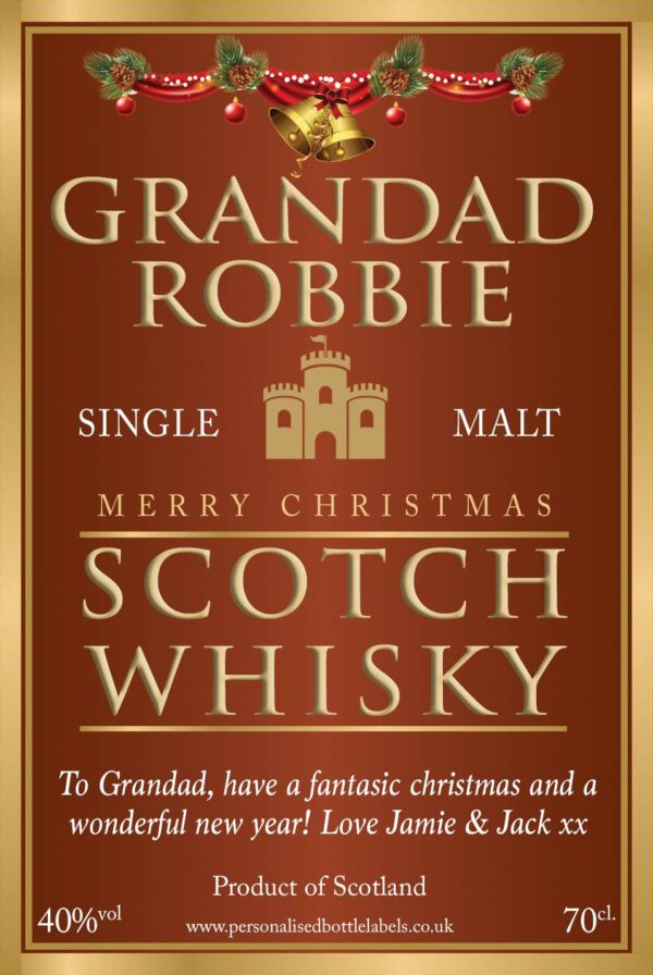 Personalised Christmas Malt Whisky Label