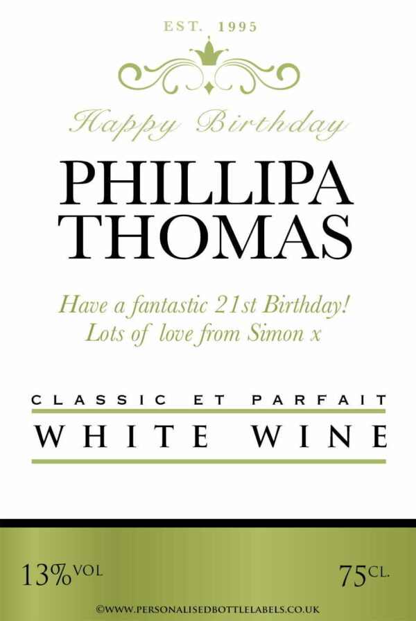 Personalised White Wine Label for Any Occasion