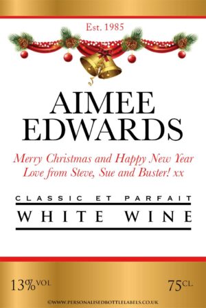 Personalised Christmas White Wine Label
