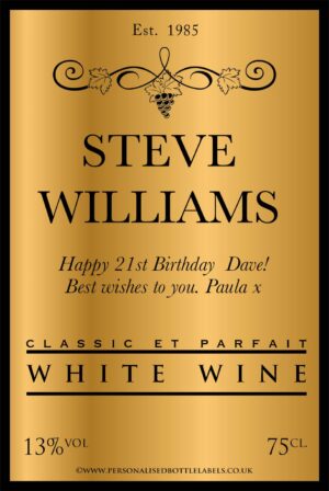 Personalised All Gold Wine Label