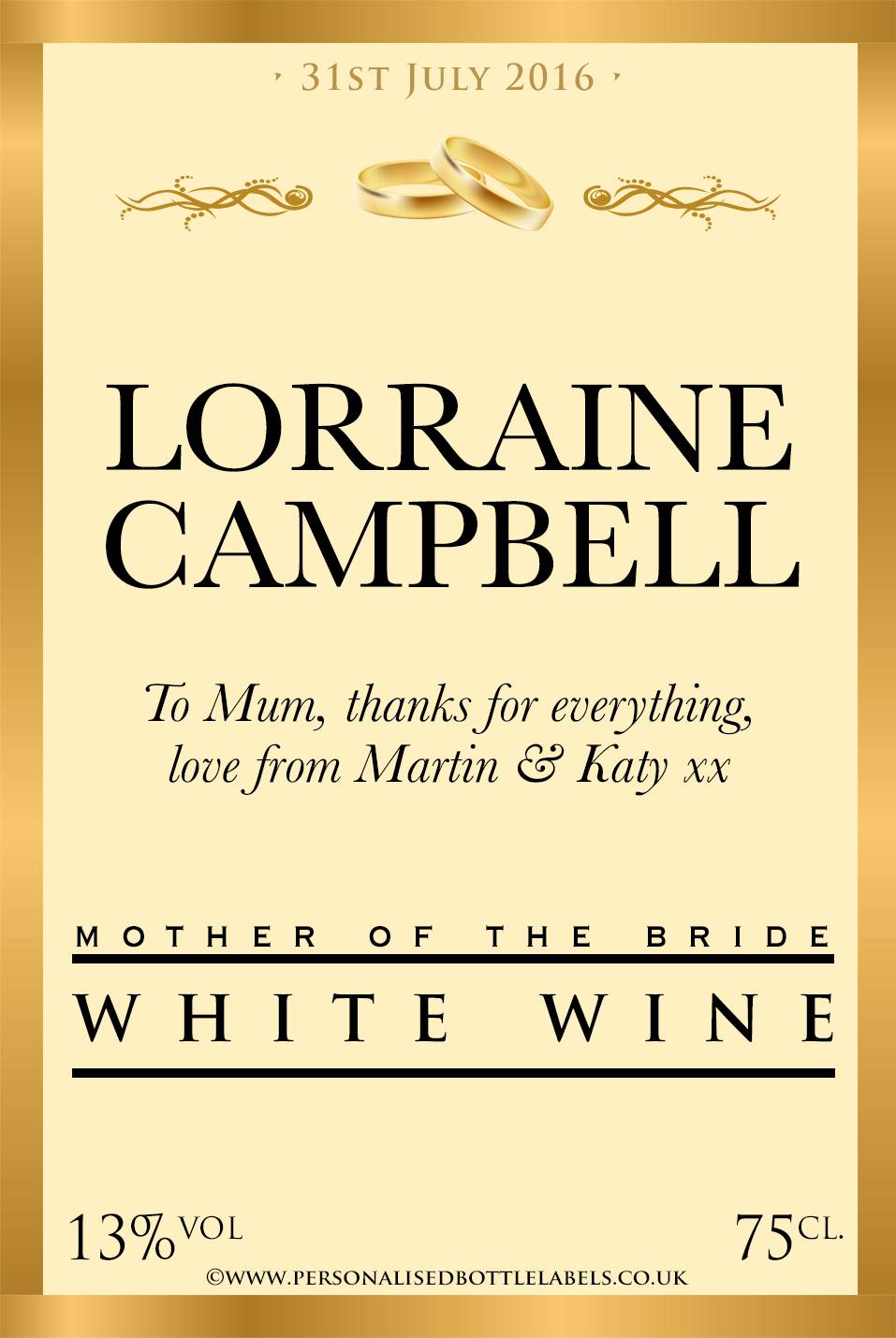 thumbnail image 2 of Custom Wedding Wine Bottle Label – Personalised With Your Photo & Text – Romantic UK Design 2 of 5