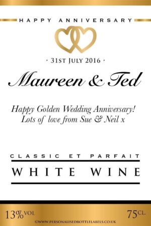 Personalised Anniversary White Wine Label