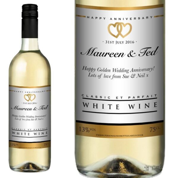 Personalised Anniversary White Wine
