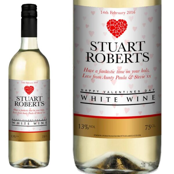 Personalised Valentine's White Wine
