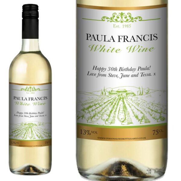 Traditional Personalised White Wine - Vineyard