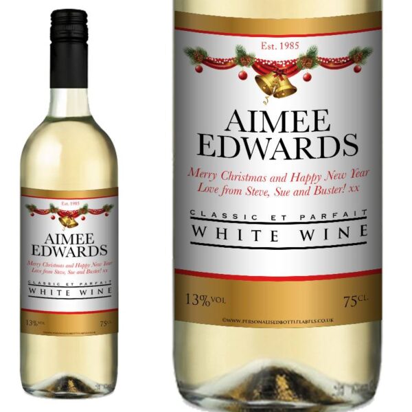 Personalised Christmas White Wine