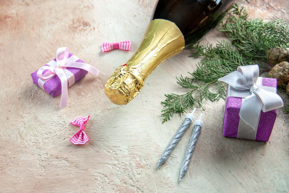 personalised-champagne-bottles-with-presents