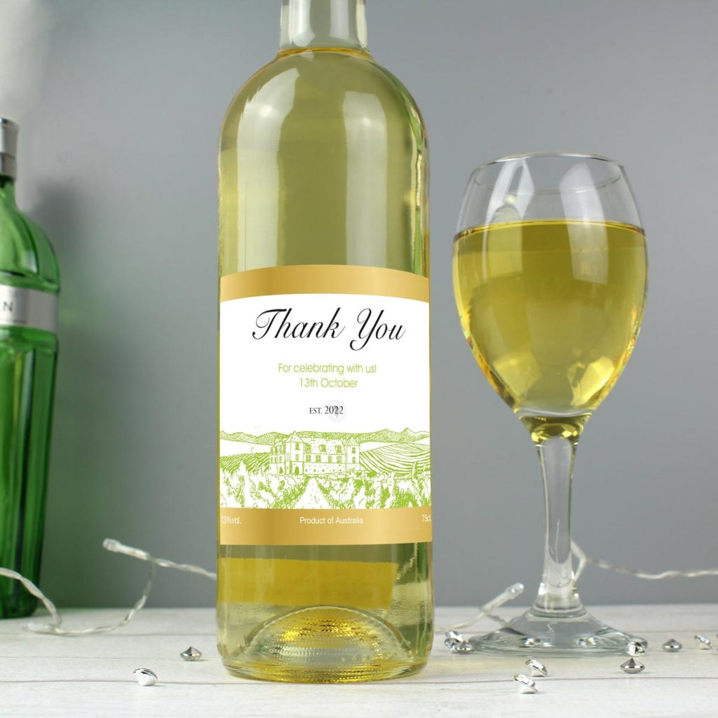 Personalised White Wine Thank you.