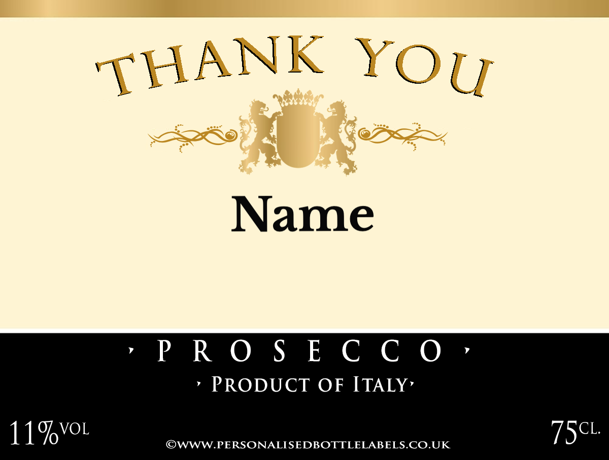 Personalised Thank You Prosecco Personalised Bottle Labels