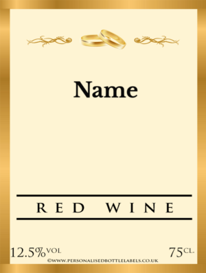Personalised Wedding Rings Red Wine Label